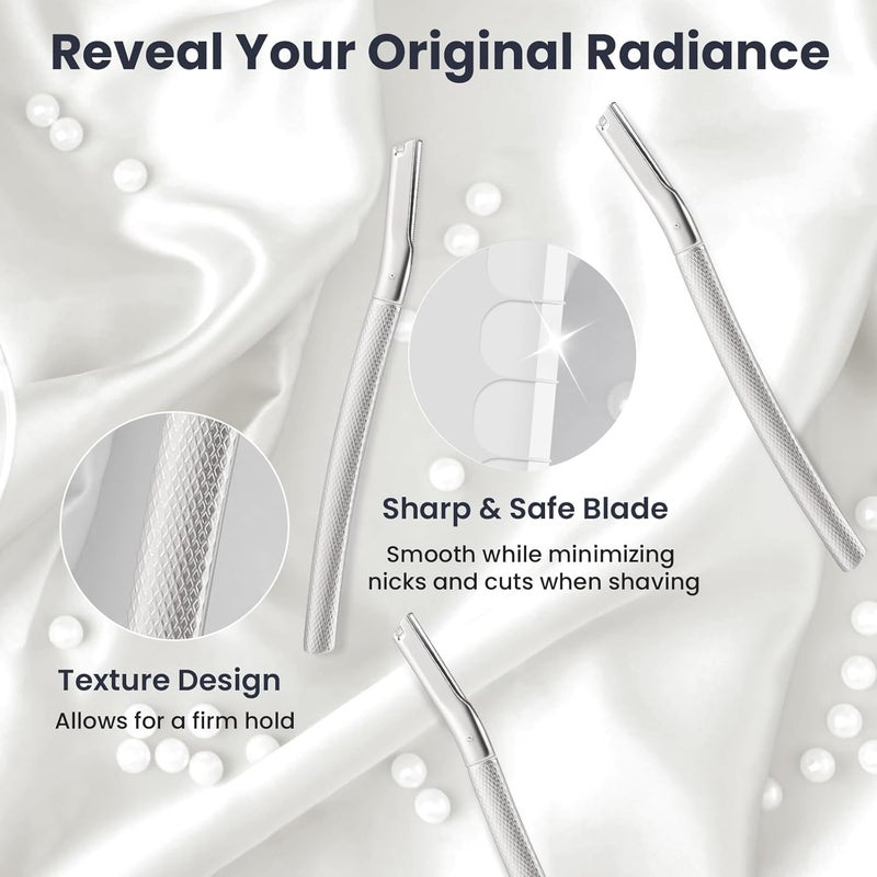 AIBRIT Dermaplaning Tool for Face, Dermaplane Razor for Peach Fuzz with Metal Grip, Professional Eyebrow Razor for Women, Facial Razor for Women Silver (12 Replaceable Blades) - Image 2